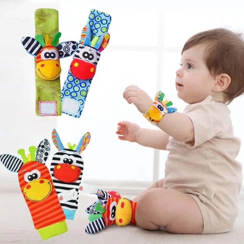 Kit Meia e Pulseira Chocalho para Bebês - 04 Peças