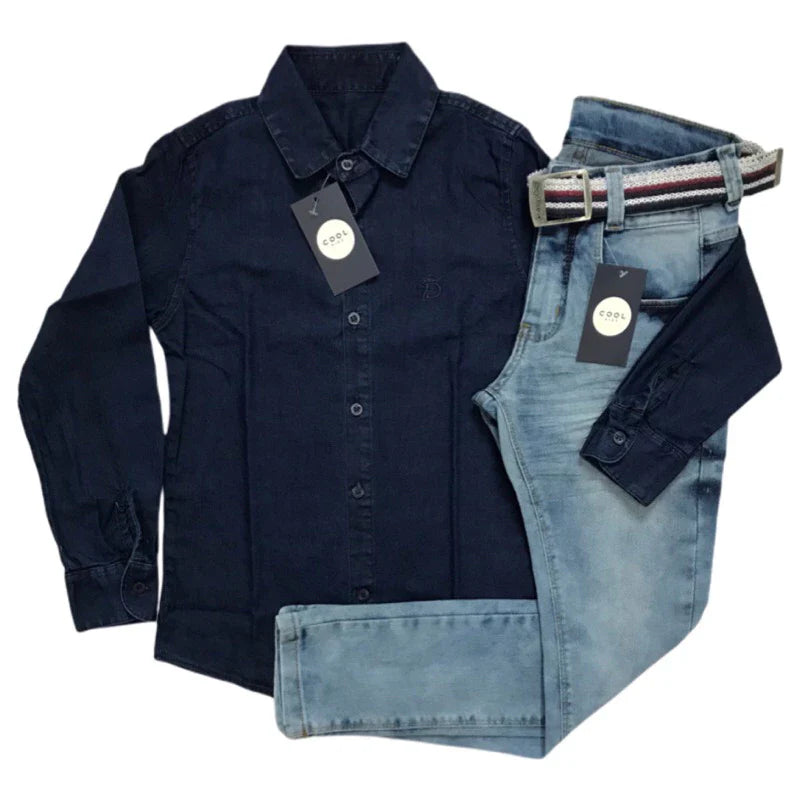 Conjunto Jeans - Calça + Camisa manga longa