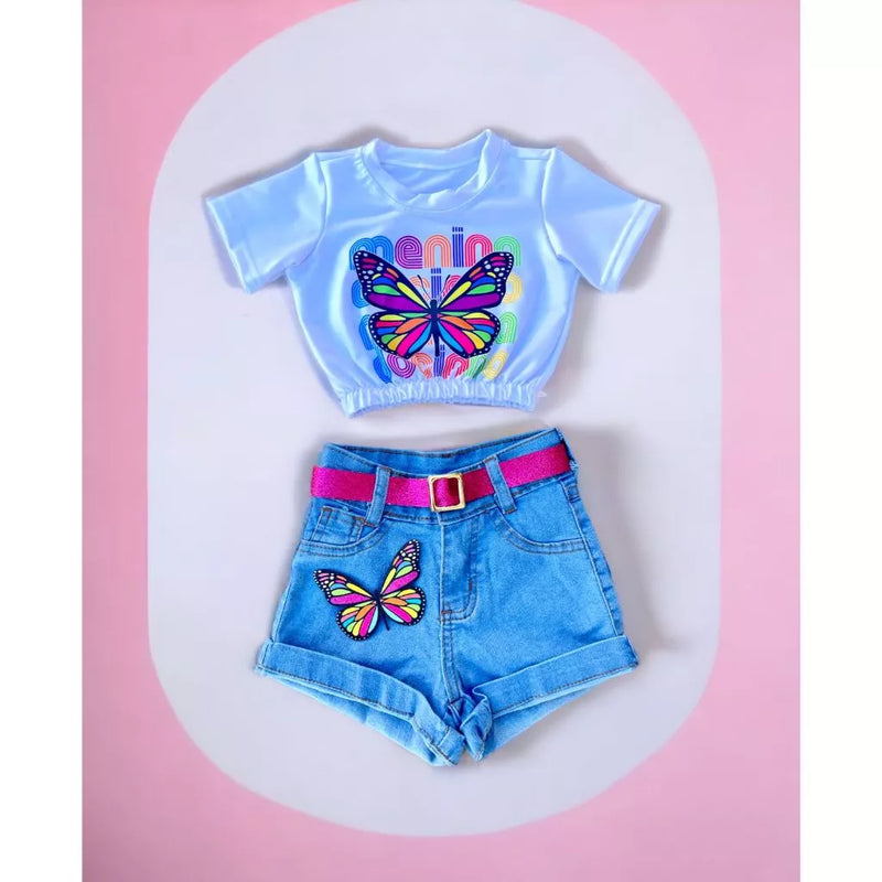 Conjunto Borboleta Jeans