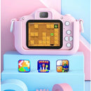 Mini Câmera Infantil Mini Recarregável Com Capa Video Jogos Fotos